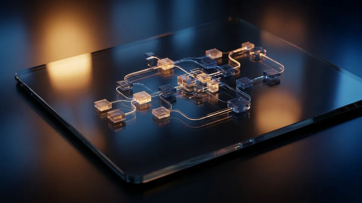 Conceptual illustration of connected content workflows on a dark digital surface.