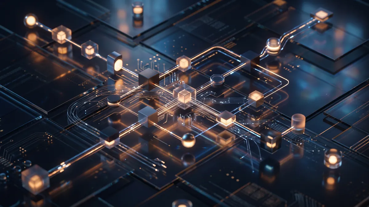 Conceptual illustration of connected customer support channels on a digital network.